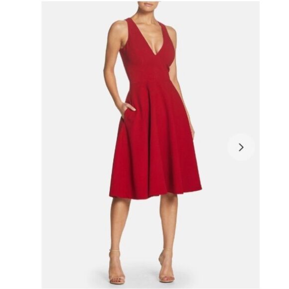 Dress the Population Catalina Fit and Flare Cocktail Dress Garnet| XXL - Picture 2 of 13